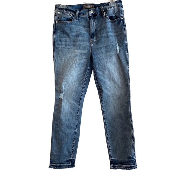 J. Crew Denim - J CREW‎ Point Sur Denim 10" Hightower Straight High Waist Distressed Jeans Sz 30